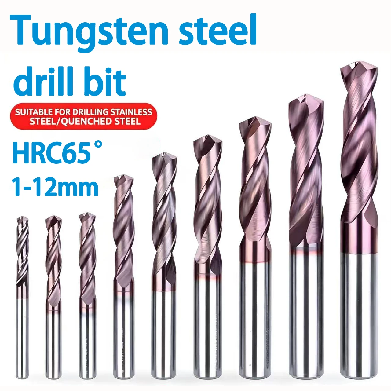 HRC65 ° tungsten steel Fried Dough Twists drill integral carbide bit cast iron alloy stainless steel nano coating