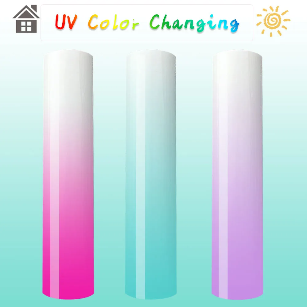 For Cut Silhouette Cameo UV Color Change Heat Transfer Vinyl Light Sensitive Iron on HTV Film DIY T-Shirt Handbags Hat Decor