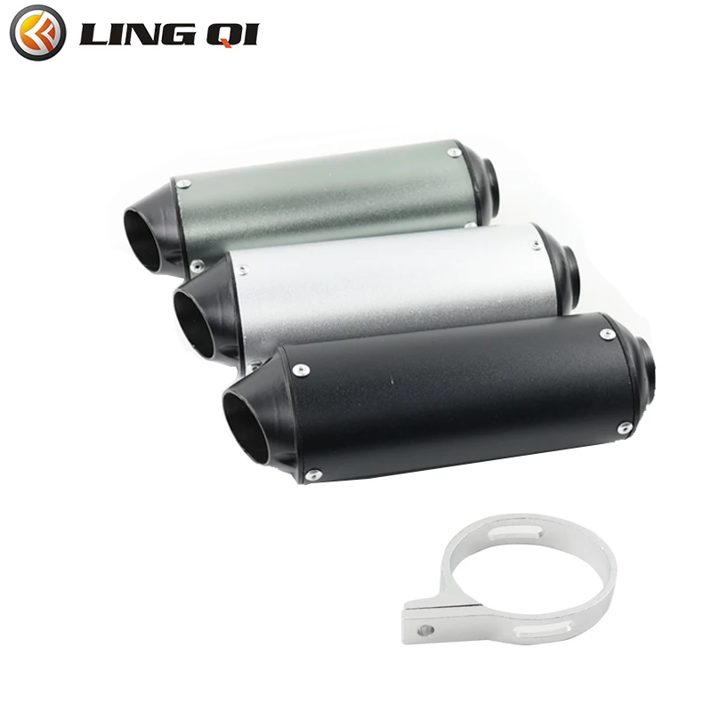 LING QI 28MM 32MM 38MM Motorcycle Exhaust Muffler Escape Moto Tailpipe For 110 125 150CC Dirt Pit Bike ATV   KAWASAKI