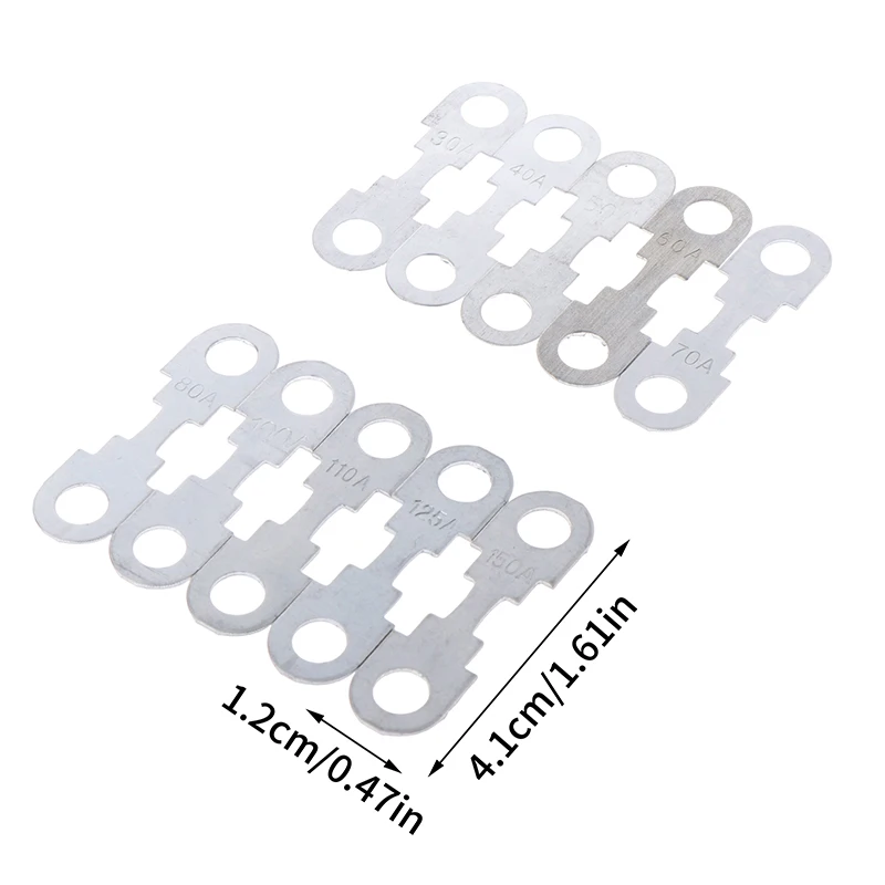 10 Pcs 30A-150A 32VDC Automotive Car Flat Zinc Sheet Small Fuse Sheet For Car Fuse Round Hole Insert Fuse Auto Parts