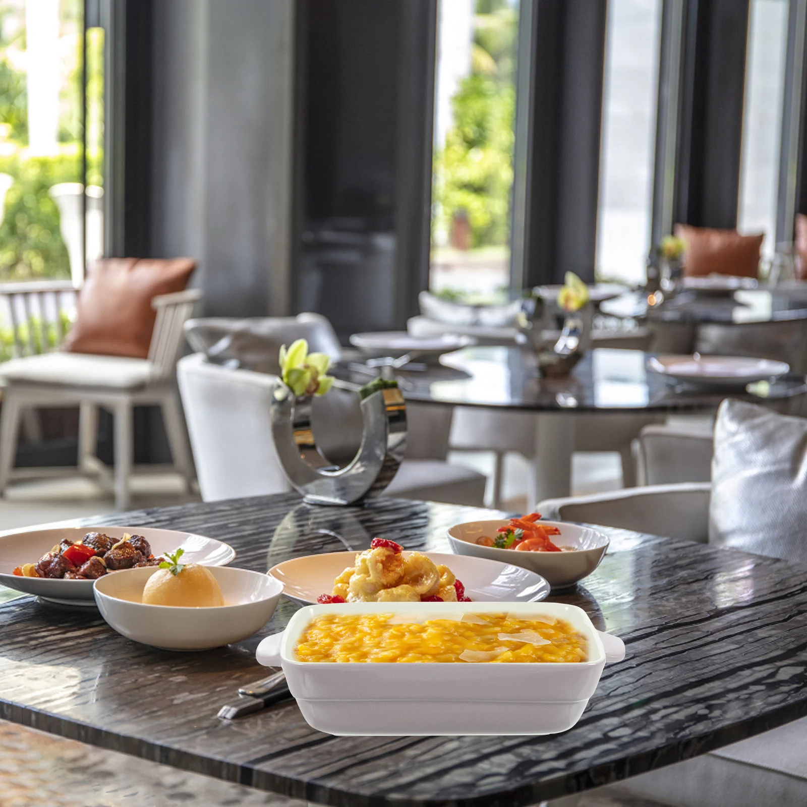 Неприлипающая керамическая форма для выпечки, прямоугольная, белая