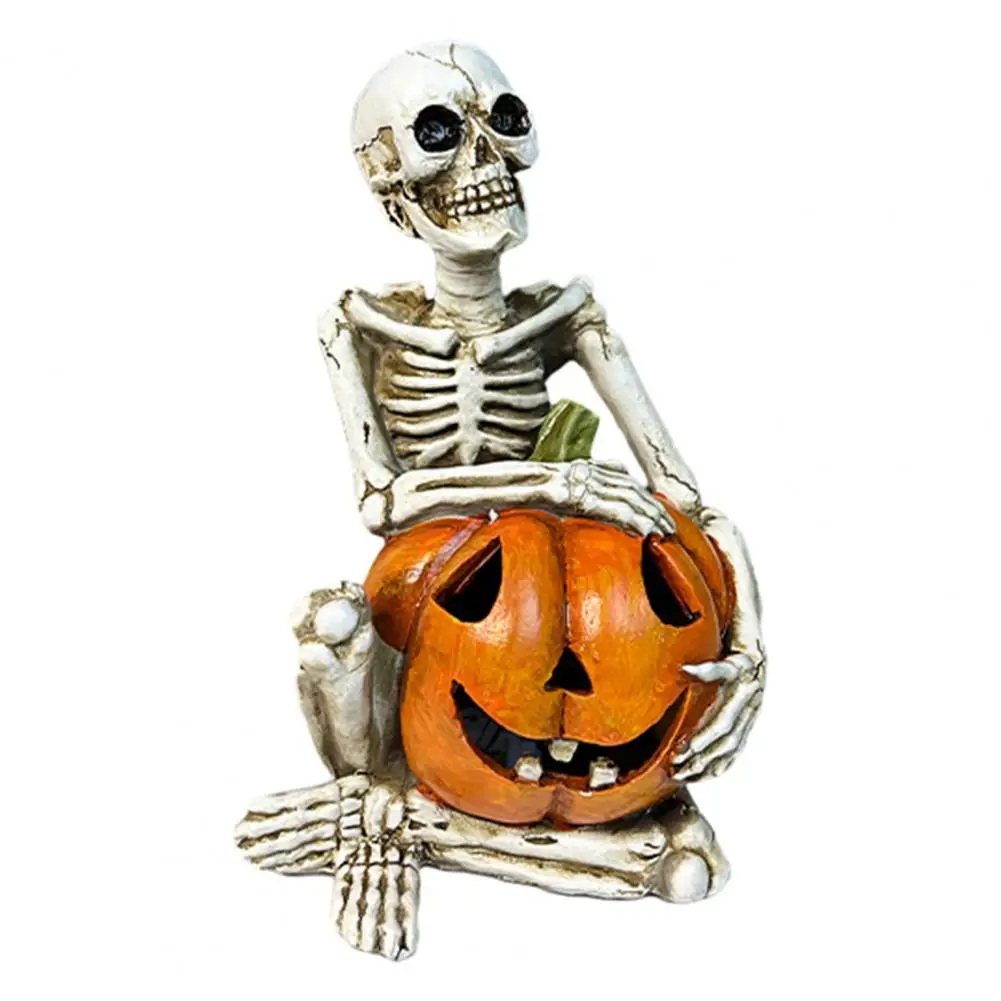 

Halloween Skull Ornament Spooky Resin Skeleton Pumpkin Bauble Ornament Handcrafted Halloween Decoration