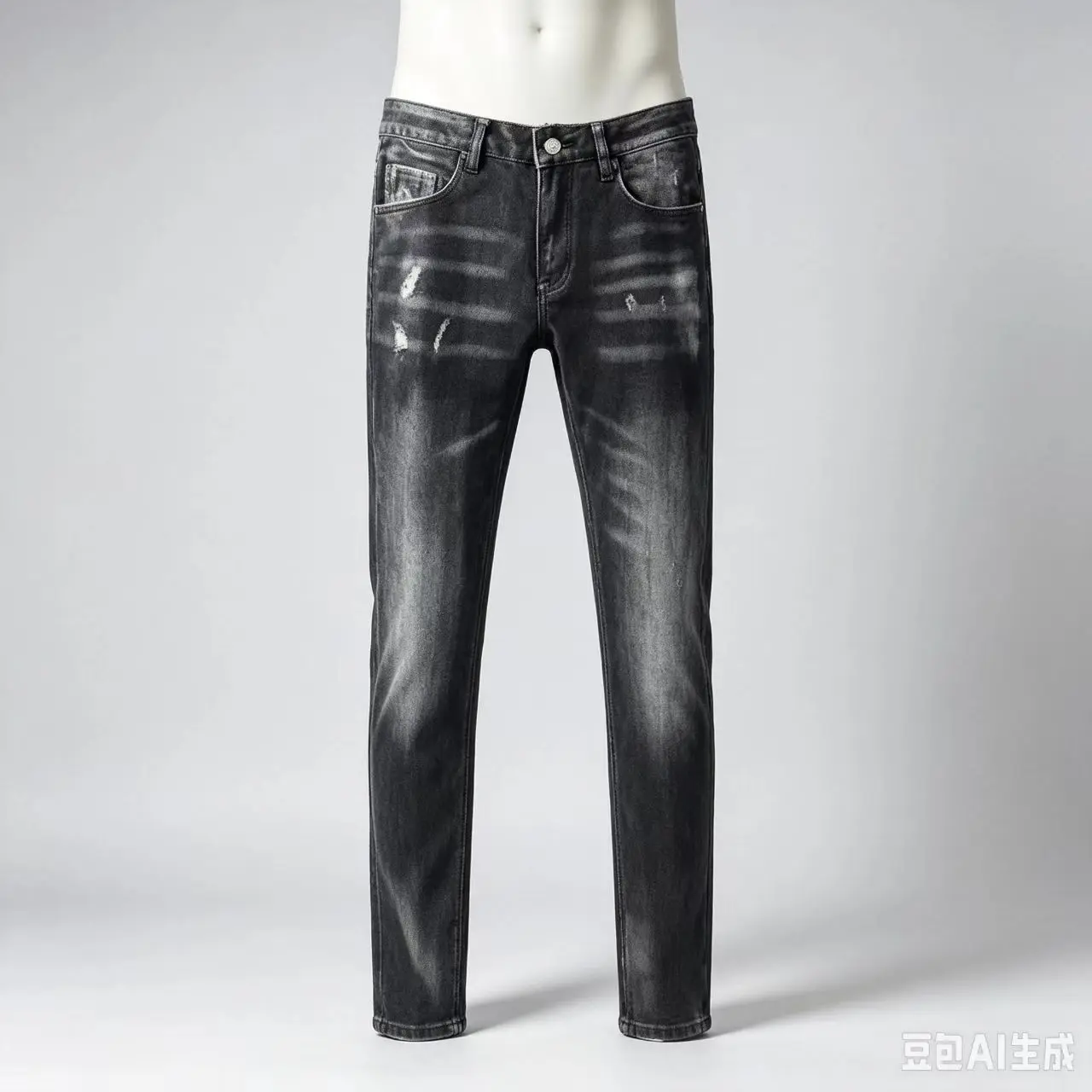 Y2K Fashion Men Jeans Retro Black Gray Stretch Slim Fit Ripped Jeans Men Vintage Designer High Quality Brand Denim Pants