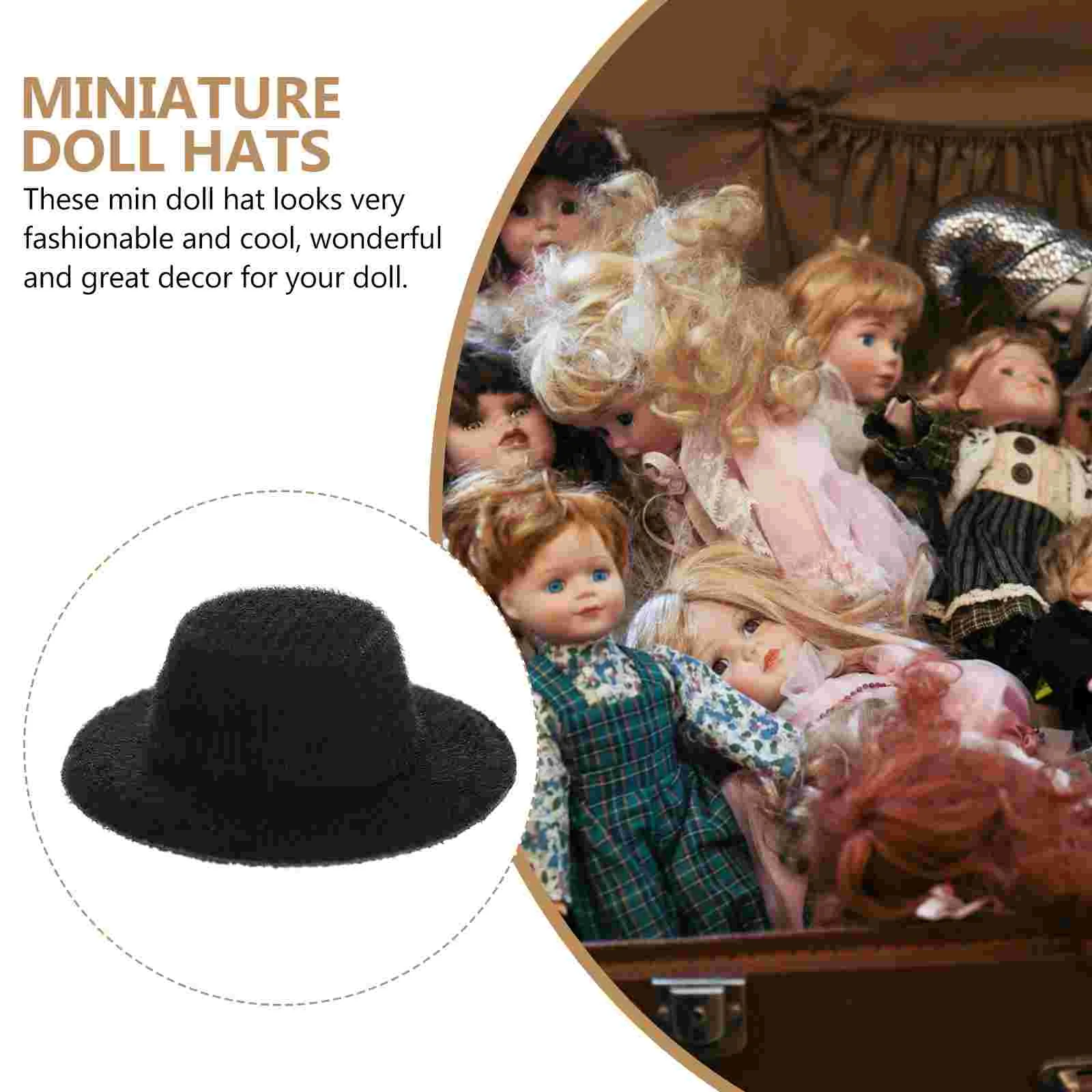 20 Pcs Mini Hat DIY Hats Miniature Dollhouse Straw Formal Cloth Black Girls