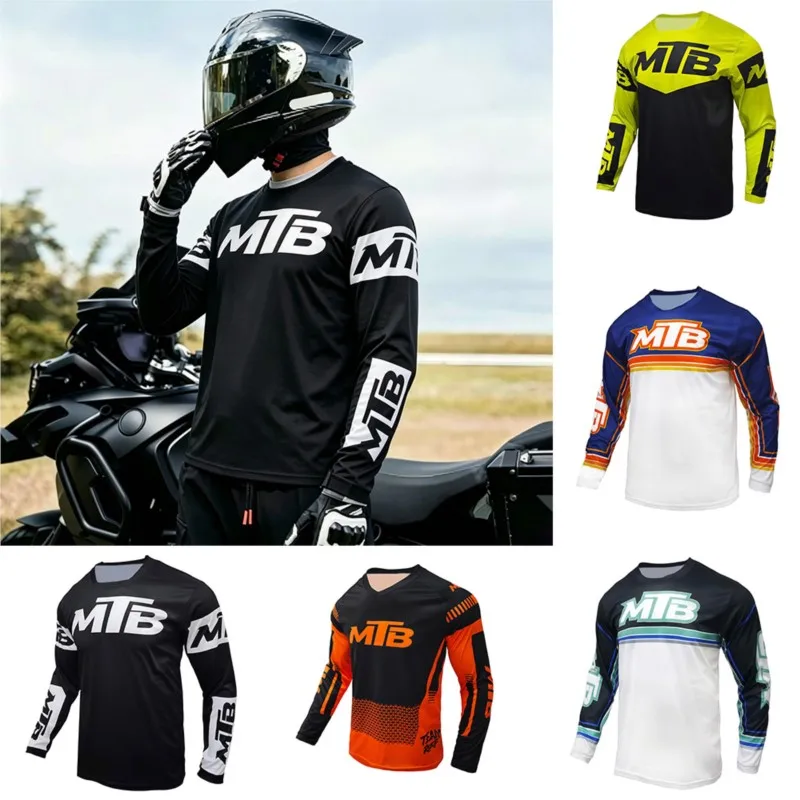 Light Airy Mens Cross-country Riding Top, Sweat Evaporate Long Sleeve Jersey for Dirt Motorcycle, MTB Downhill, Weight Training