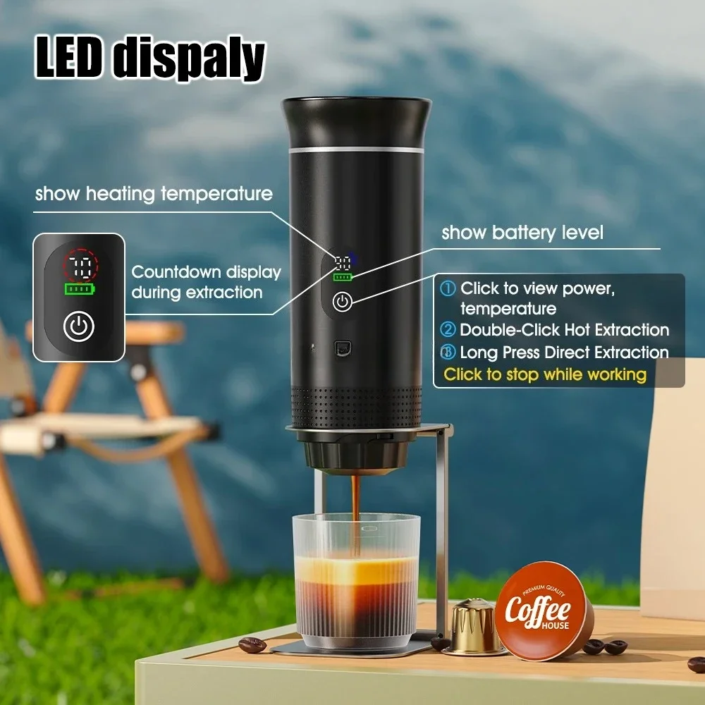 Travel Espresso Machine Heating Water Por Coffee Maker Compatible with Ground Coffee Small Large s