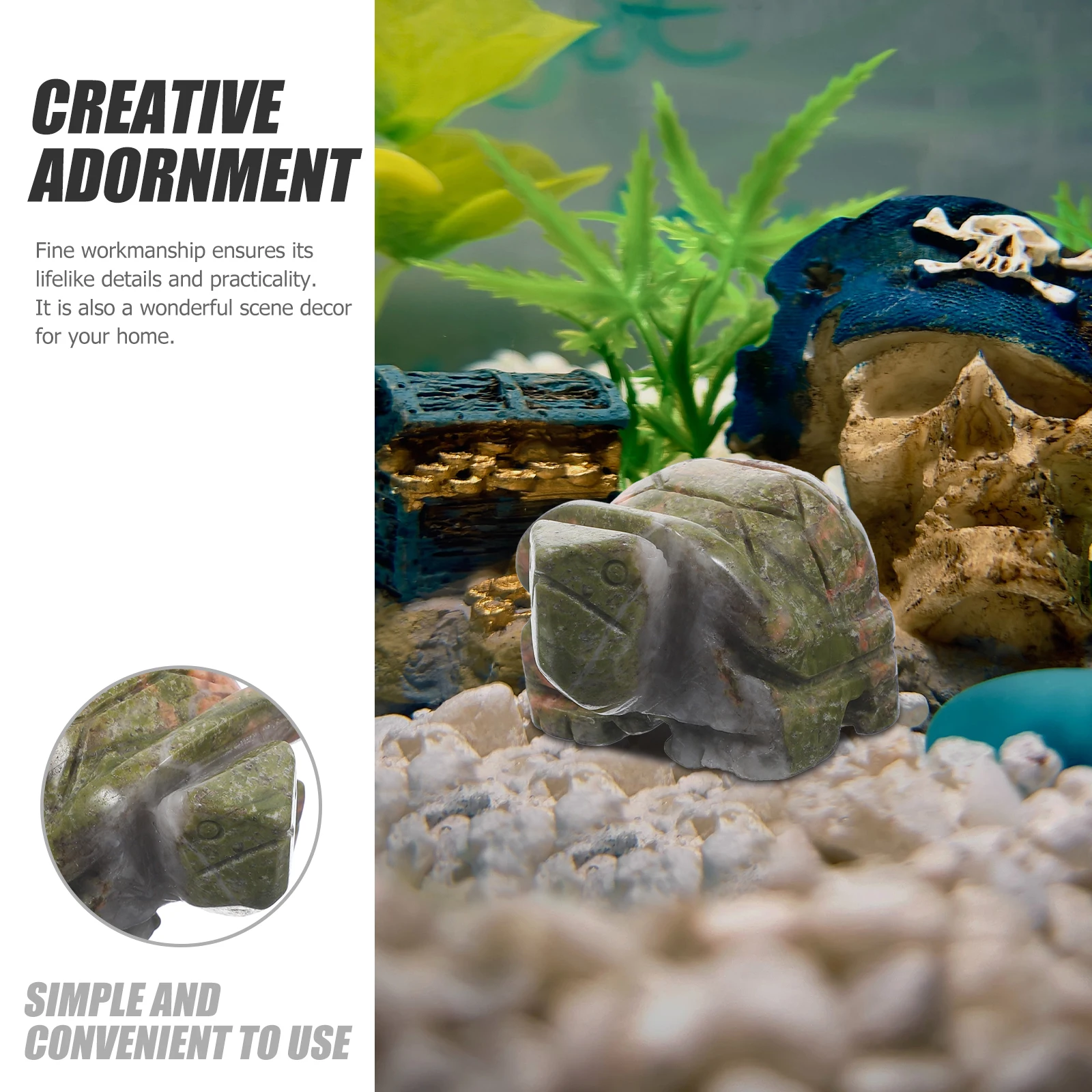 

Natural Stone Turtle Adornment for Aquarium Decor Statue Craft Home Scene Wind Chime Hanging Decor