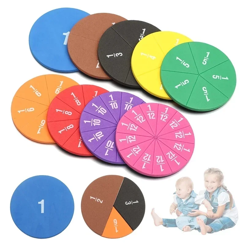 51Pcs Eva Ronde Vormige Fracties Cirkels Instrument Montessori Math Educatief Speelgoed Math Learning Tool Student Onderwijs Geschenken