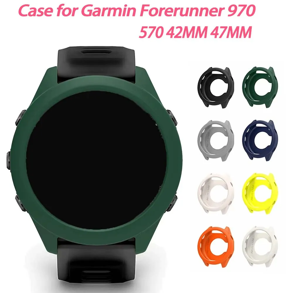 Case for Garmin Forerunner 570 42MM 47MM Smartwatch,Soft Silicone Lightweight Bumper Cover Protector for Garmin Forerunner 970
