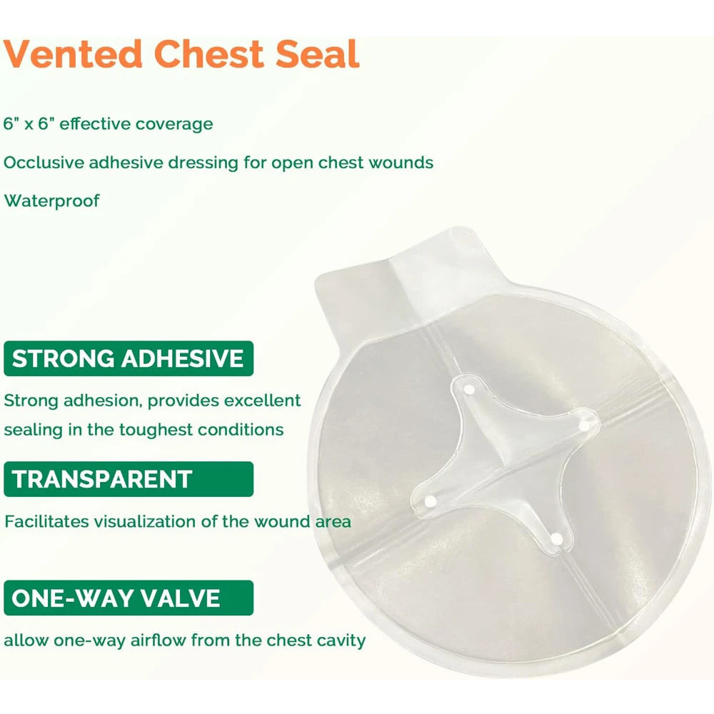 Vent Chest Seal Life-Saving Wound Care for Emergency or Tactical Situations Advanced Adhesive Sterile Transparent Lightweight