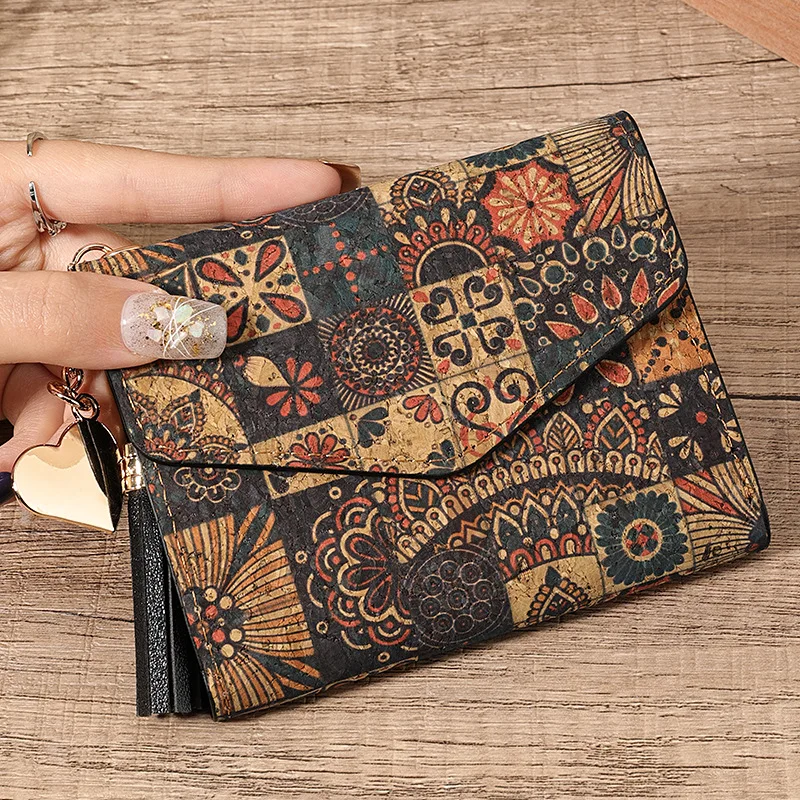 5pcs Wallets Women PU Geometry Printing Three Foldable Short Card Holder