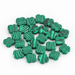 2pcs Natural Malachite Four Leaf Clover Loose Beads for Jewelry Making DIY Woman's Bracelets Earrings Necklace Accessories 10MM