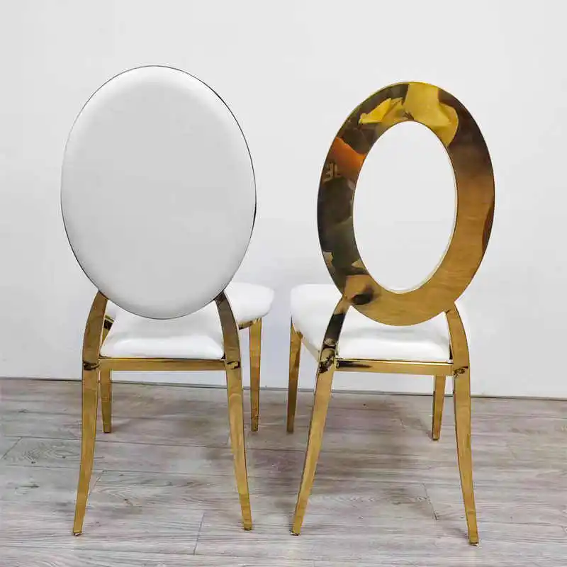 

Wholesale Throne Chairs from China Factory Elegant Stainless Steel Dining Chair for Hotel Wedding Villa-Gold Party Style