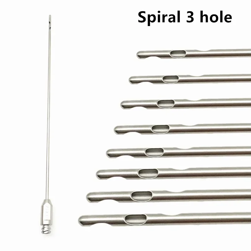 Spiral 3 Hole Liposuction Cannulas Spiral Cannulas Facial Fat Transplant Needle Stainless Steel Liposuction Tools