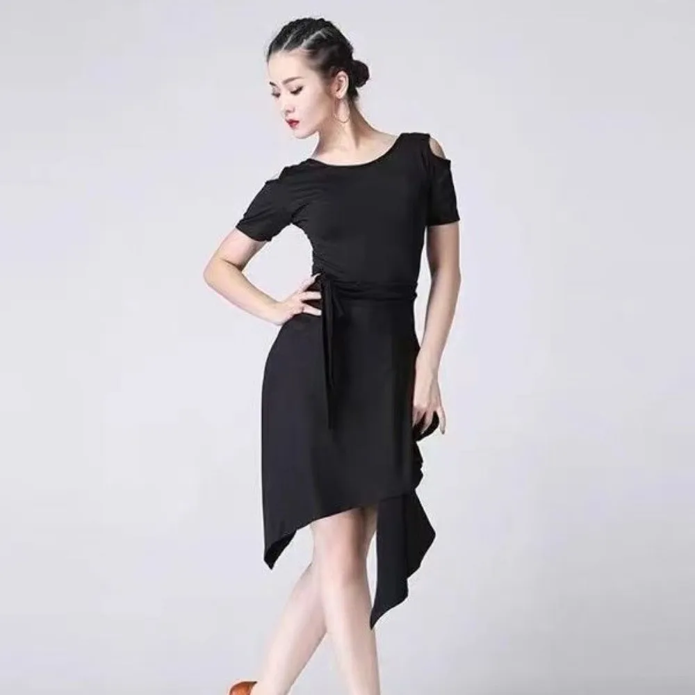 Fashion Solid Color Latin Dance Skate Skirt Lace Up Hip Wrap Scarf Dancewear Irregular Dress Triangle Dance Skirt Carnival Party
