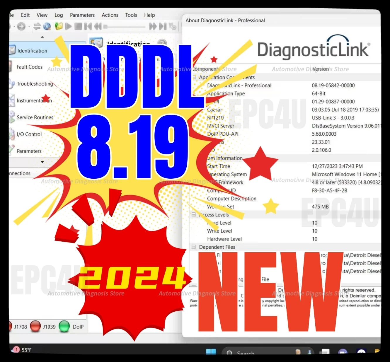 

2024 Detroit Diesel Diagnostic Link DDDL 8.19 SP0 Professional Level 10+Troubleshooting 2024.01