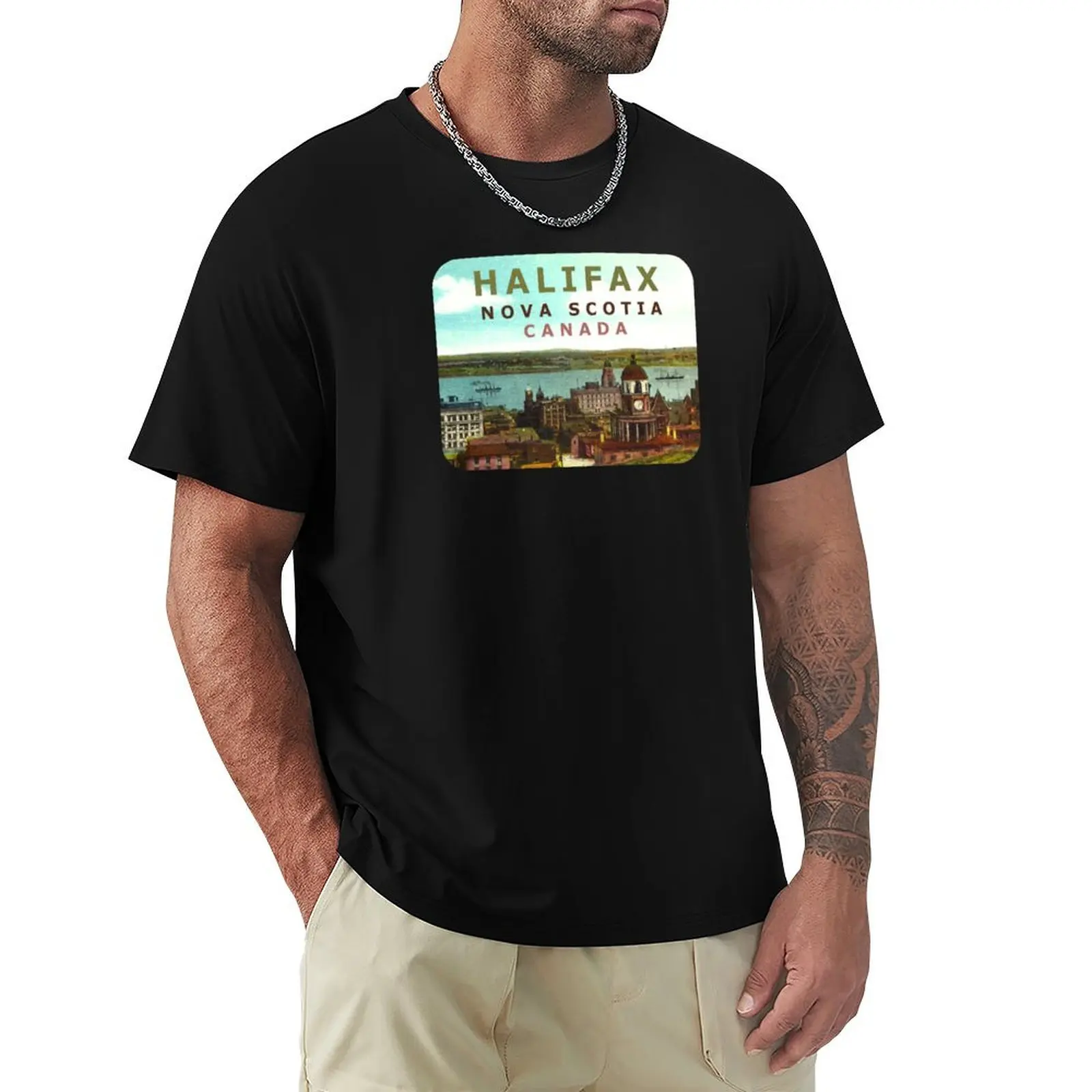 Halifax Nova Scotia Canada Vintage Travel Decal T-Shirt man t shirt cotton high quality T-Shirt
