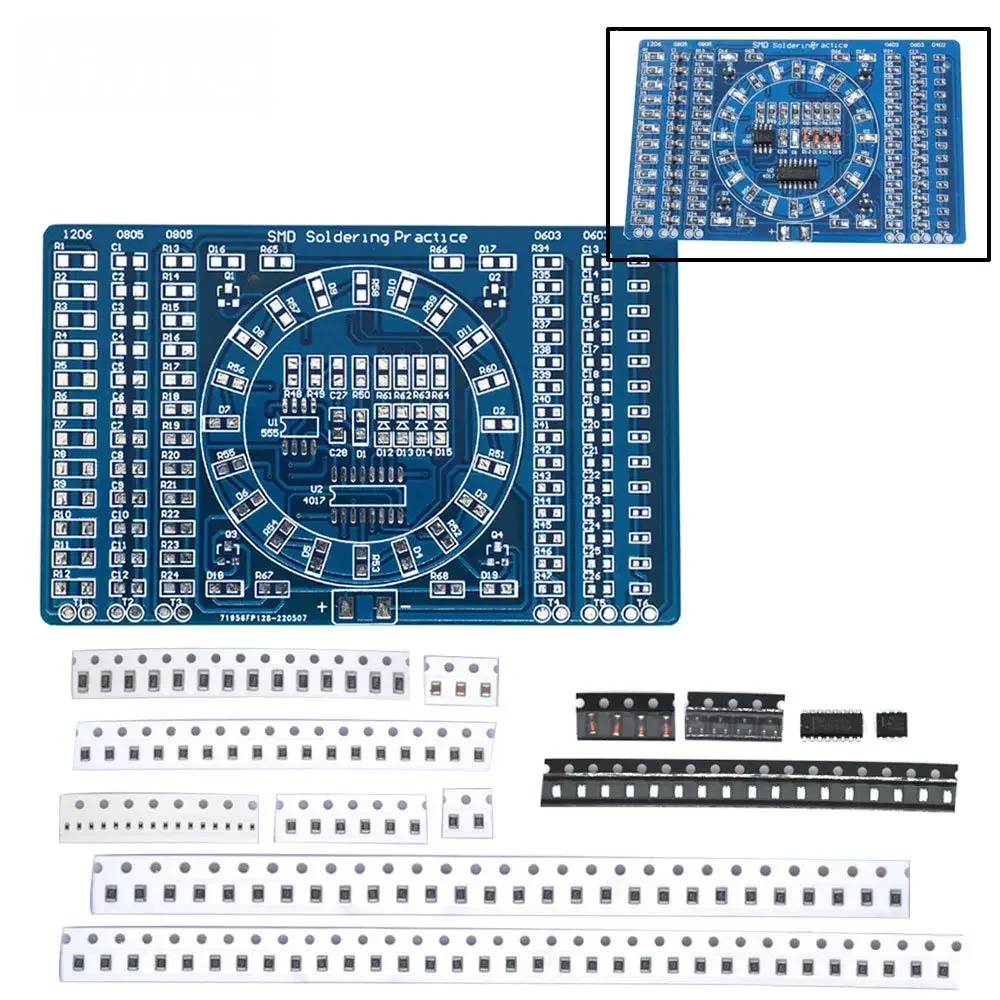 SMD NE555 CD4017 Rotating Flashing LED Components SMT LQFP44 Soldering Practice Board Electronic Circuit Training Suite DIY Kit image 3