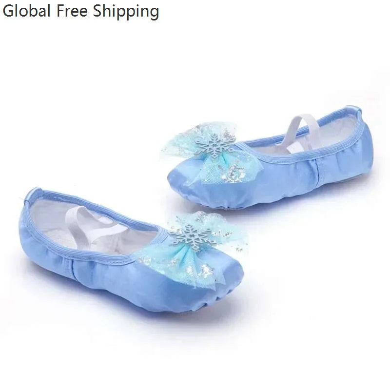 Chaussures de danse princesse mignonnes à semelles souples, chaussures d'entraînement pour adultes et enfants filles, patte de chat, danseuse de Ballet chinoise, motif flocon de neige