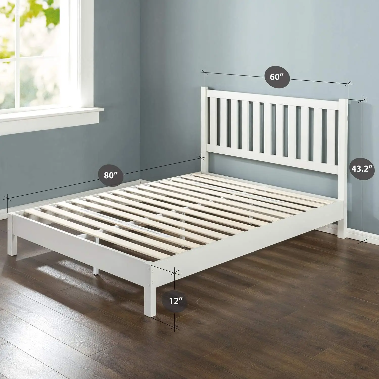 Zinus Wen Deluxe Platform Bed Frame With Headboard Solid Foundation, Wood Slat Support, No Box Spring Needed. Easy Assembly,