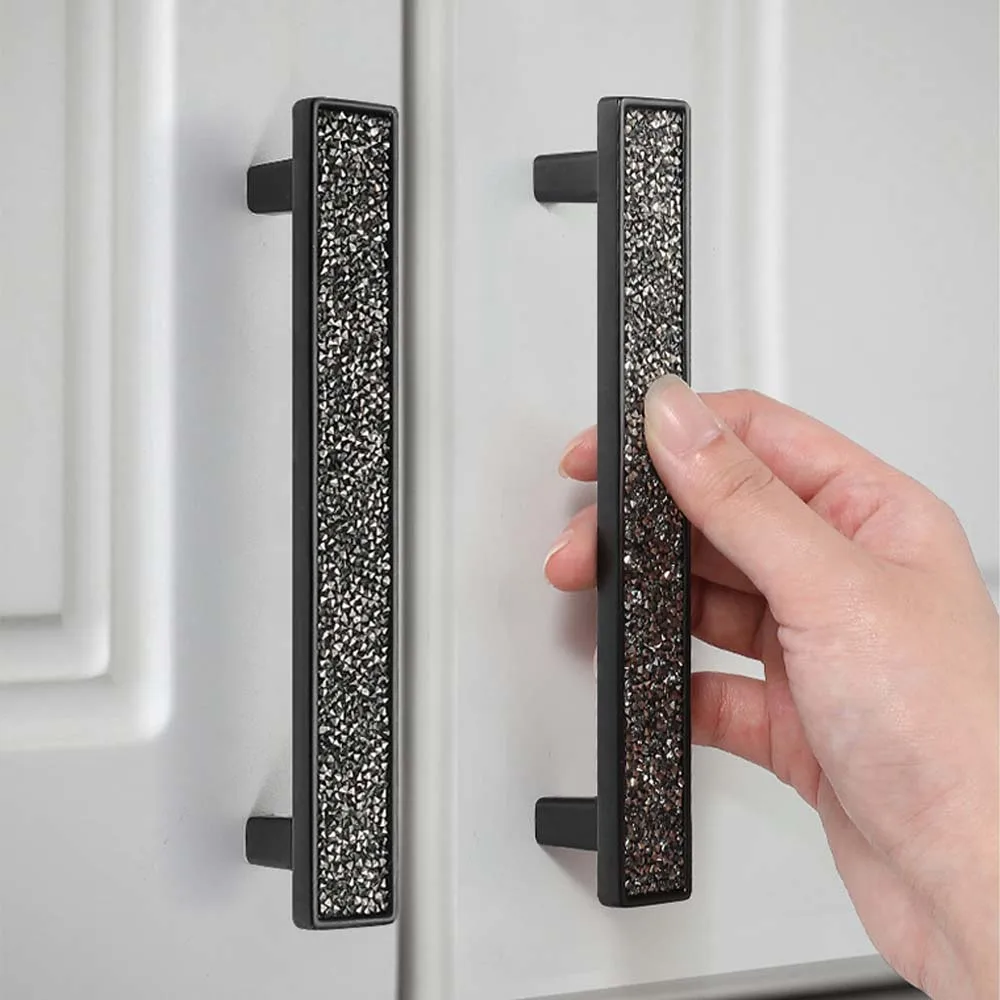 

European-style Golden Diamond-studded Crystal Cabinet Door Handle Light Luxury Cabinet Wine Cabinet Drawer Wardrobe Door Handles