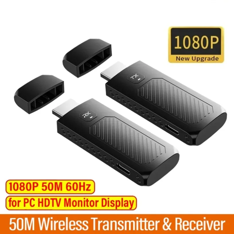 อะแดปเตอร์ไร้สายแบบดองเกิลวิดีโอทีวี 50 ม. รองรับ HDMI เครื่องส่งและรับสัญญาณวิดีโอไร้สายสำหรับกล้อง แล็ปท็อป พีซี