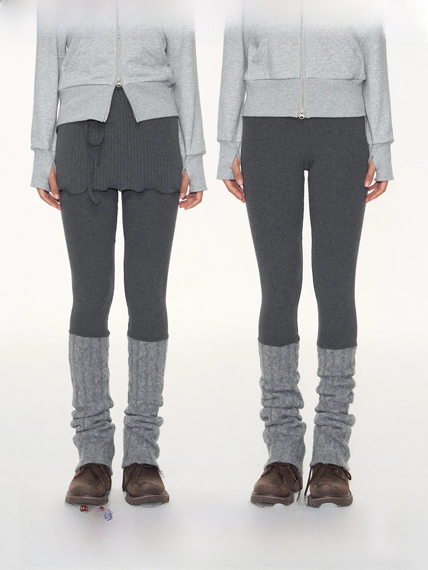 

NAPSNAPS Original Knitted One-Piece Belted Boting Trousers Women's Autumn Winter Tight Pants High Waist Long Casual Polyes...