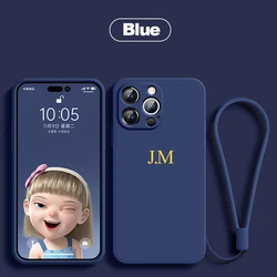 Custom Initials Name Case For Iphone 13 12 11 14 15 Pro Max Personalised Girls Soft Liquid Silicone Gifts DIY Letters Cover 15