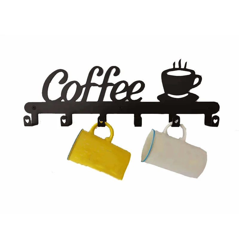 Coffee Mug Holder Wall Mounted,Coffee Bar Decor Sign,Coffee Cup Rack Holds,Coffee Sign Mug Hanger,Coffee Mug Rack