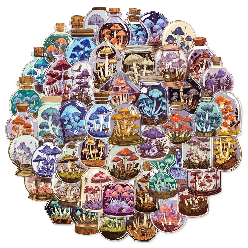 50 Uds. De pegatinas creativas de grafiti para decoración de botellas de setas, altavoz de equipaje, monopatín, etiqueta de taza de agua, pegatinas impermeables