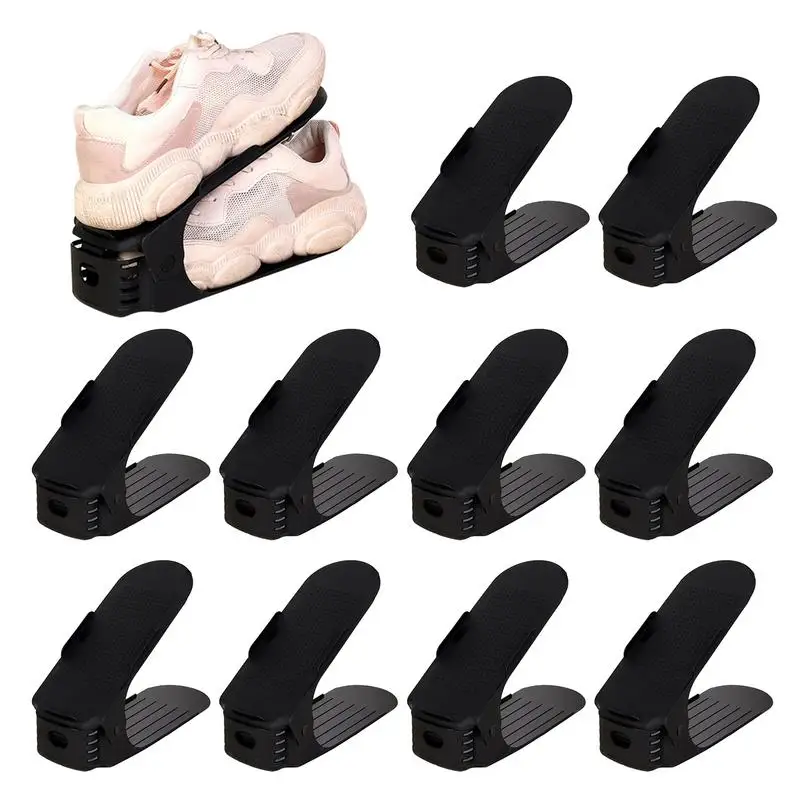 10Pcs Adjustable Shoe Stacker Shoe Slots Organizer Shoe Slots Double Deck Shoe Rack Holder For Space-saving Shoe Holder