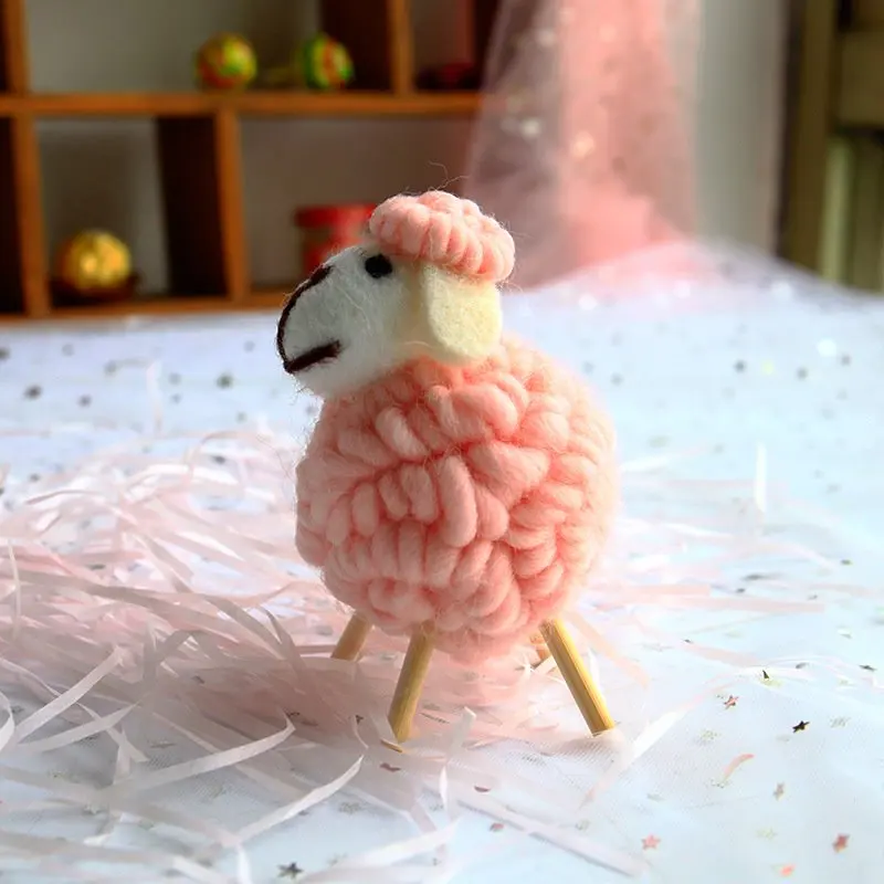 Festival Miniaturen Feestartikelen Wolvilt Schapen Kid Gift Woninginrichting Desktop Decor Beeldjes Mini Tafelornament