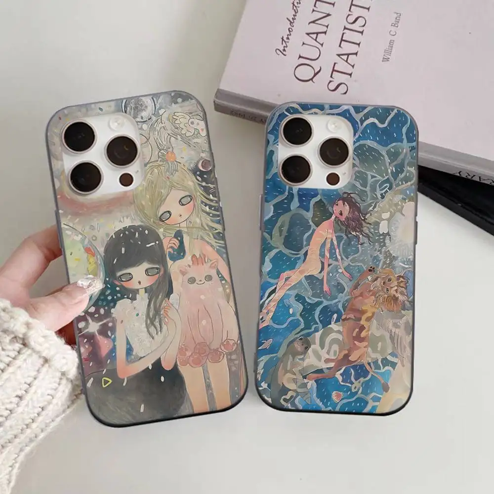 Aya Takano Paintings Phone Case For IPhone 16 15 17 Pro 11 12 13 14 Pro Max Plus Soft Ripple Silicone Cover Shell
