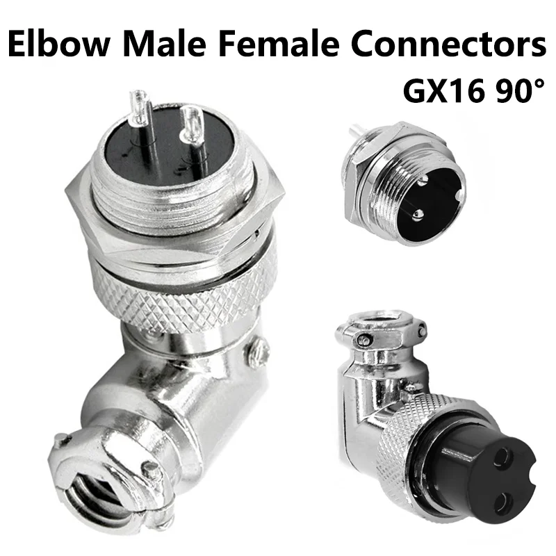 GX16 M16-2 3 4 5 6 7 8 9 10 Pin 16mm Aviation Connector Elbow 90 Degree Right Angle Female Plug Male Chassis Mount Socket