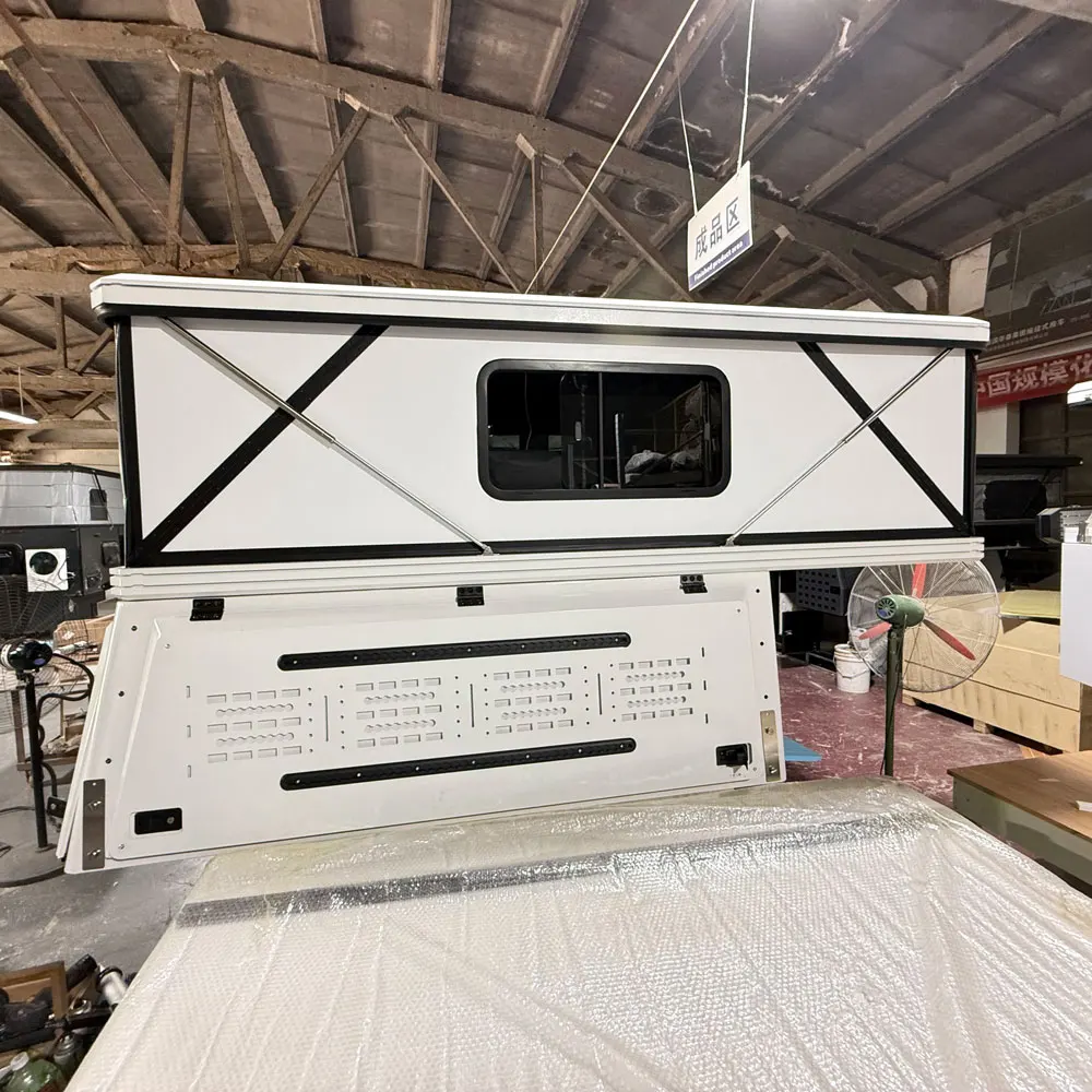 Pop-up Truck Camper, for Off-Road Pickup, All Aluminum Hard Shell with Roof Rack, External Storage Box, Overland Travel RV
