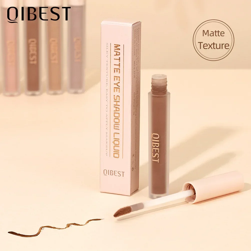 QIBEST Fog Matte Liquid eye shadow Liquid Monochrome Velvet Natural Facial Eye Cheek Earth Color Liquid