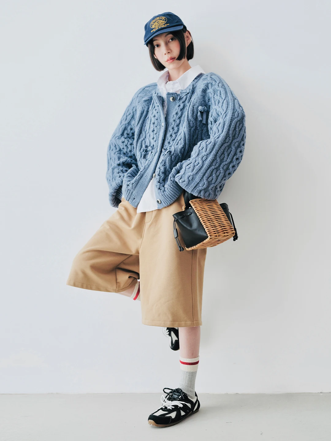 imakokoni 2024 Autumn Cotton Wool Bowknot Heavyweight Design Fried Dough Twists Vintage Cardigan Sweater 244758