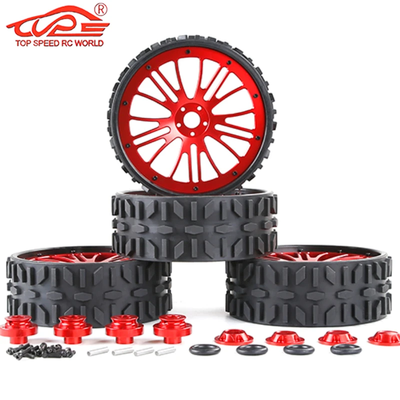 New Style 1/5 Rc Car Rofun Racing All-terrain Tire+ Adaptor+wheel Nut Kit for 1/5 Losi 5ive-t Rovan LT V5 Kingmotor X2 FID QL