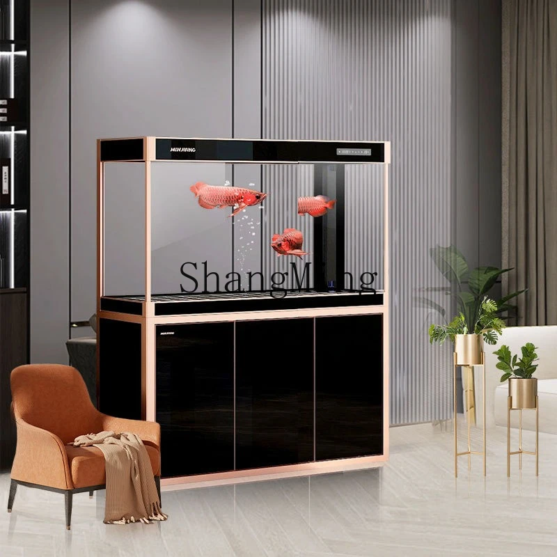 

ZYY fish tank aquarium living room floor-to-ceiling ultra-white glass water-free bottom filter dragon fish tank