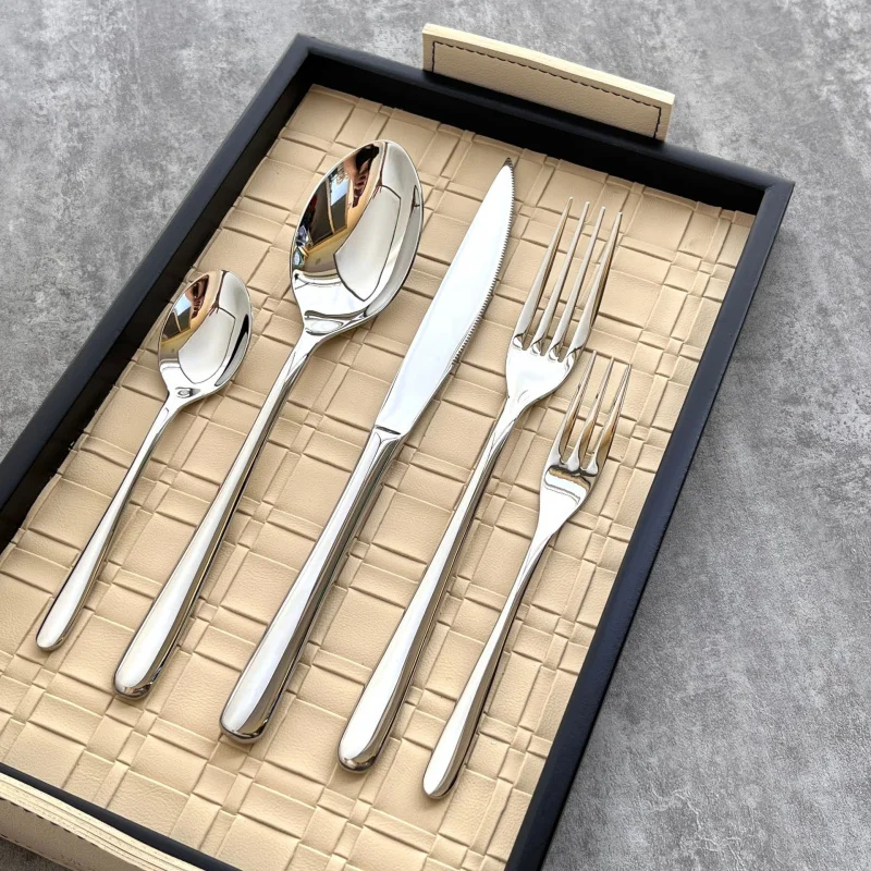 

24 PCS Cutlery Set Silver Dinner Set Classic Restaurant Stainless Steel Kitchen Wedding Dining Dinnerware Tableware