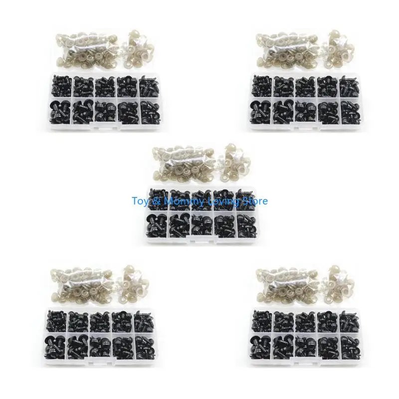 

Y1QF 5 Boxes 6-12mm for Doll Eyes Stuffed Animal & Dolls Accessories Black Plastic Screw Eyes Interactive Assembly DIY Doll