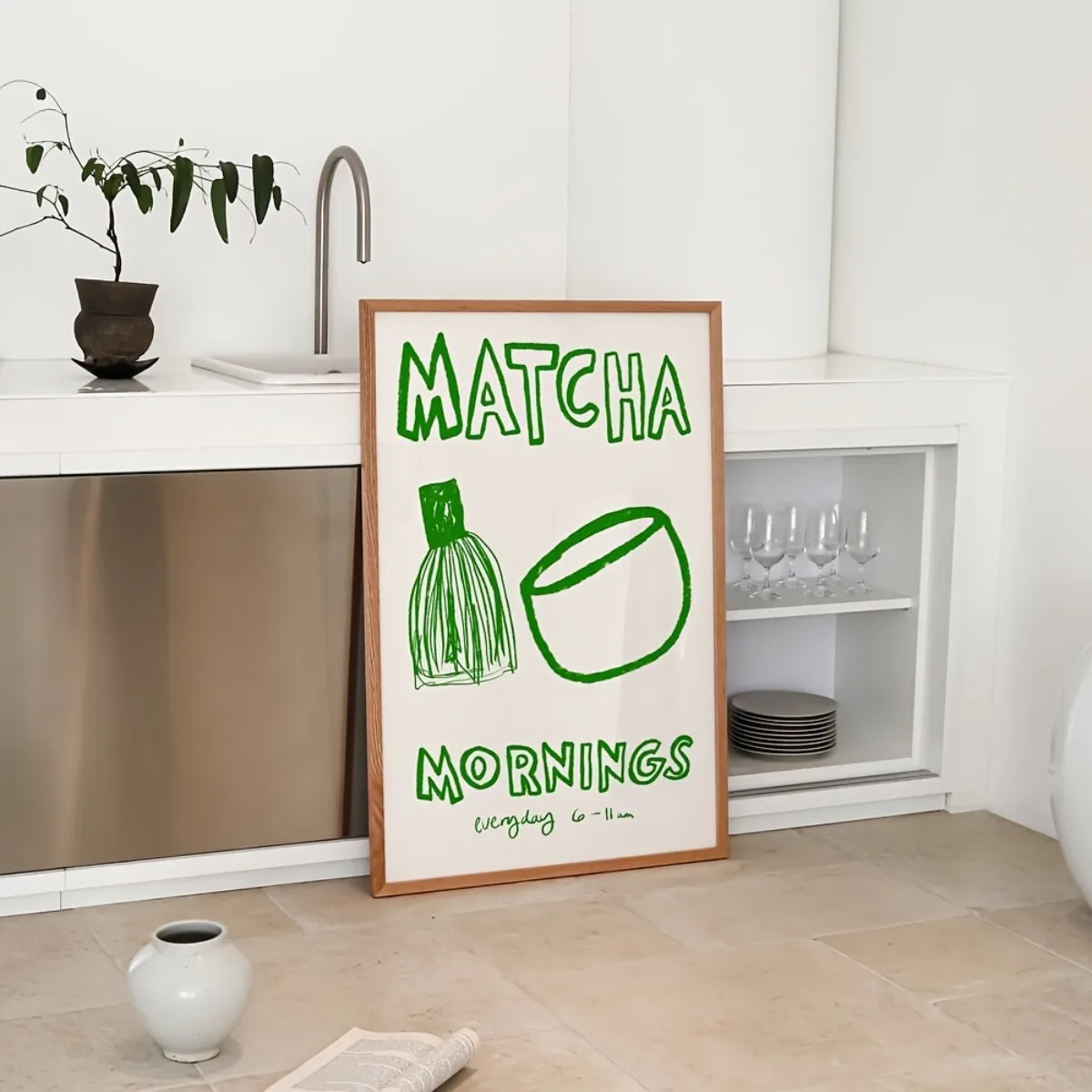 Kaffee & Café Getränke Design Leinwanddruck Poster Modern Minimalistisch Matcha Morgen Kunstdruck Wohnzimmer Küche Heimdekoration Poster