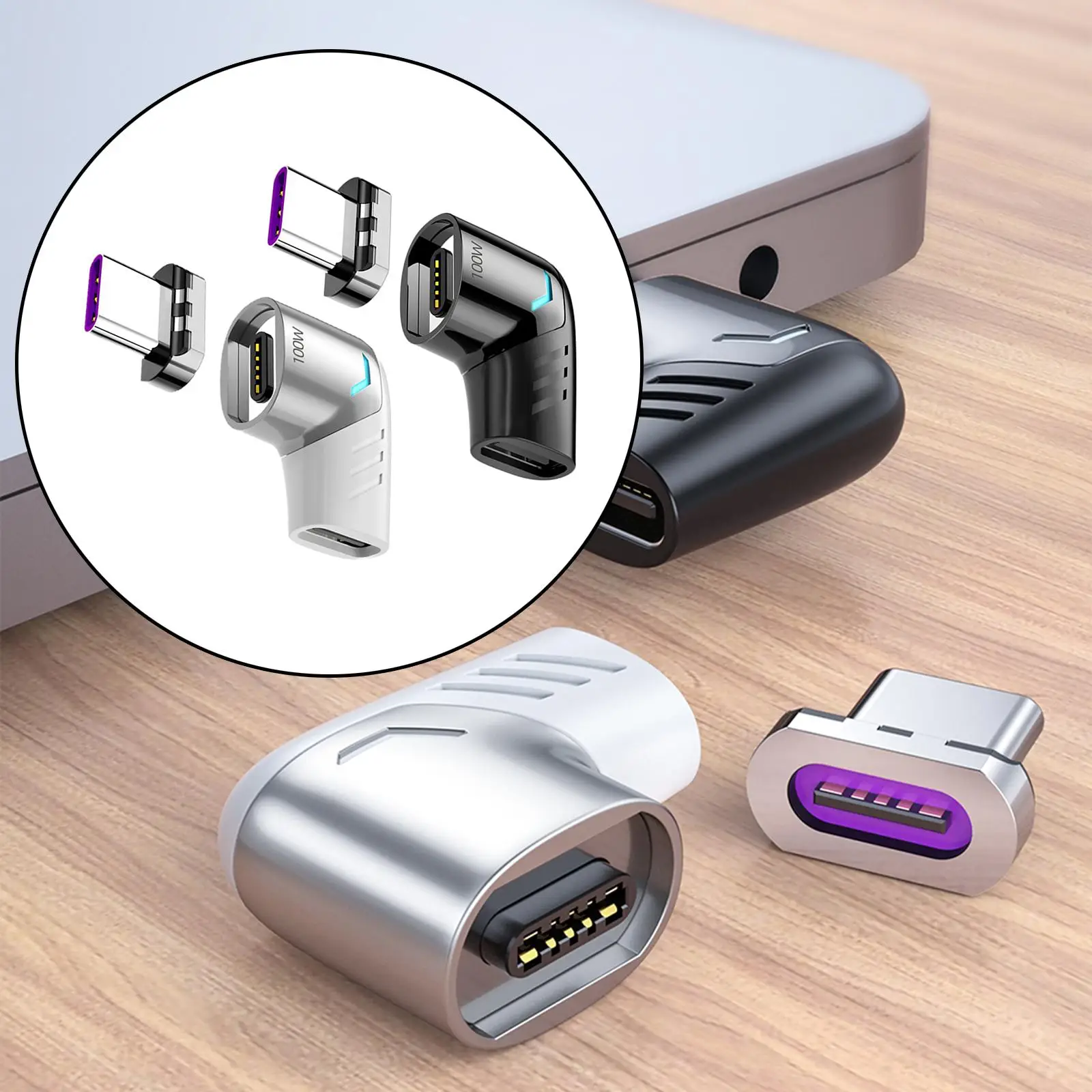 100W 5A USB Type-C Magnet Adapter Quick Charge Data Cabl Charging 480Mpbs Connector for Smartphones Computers Devices Notebooks