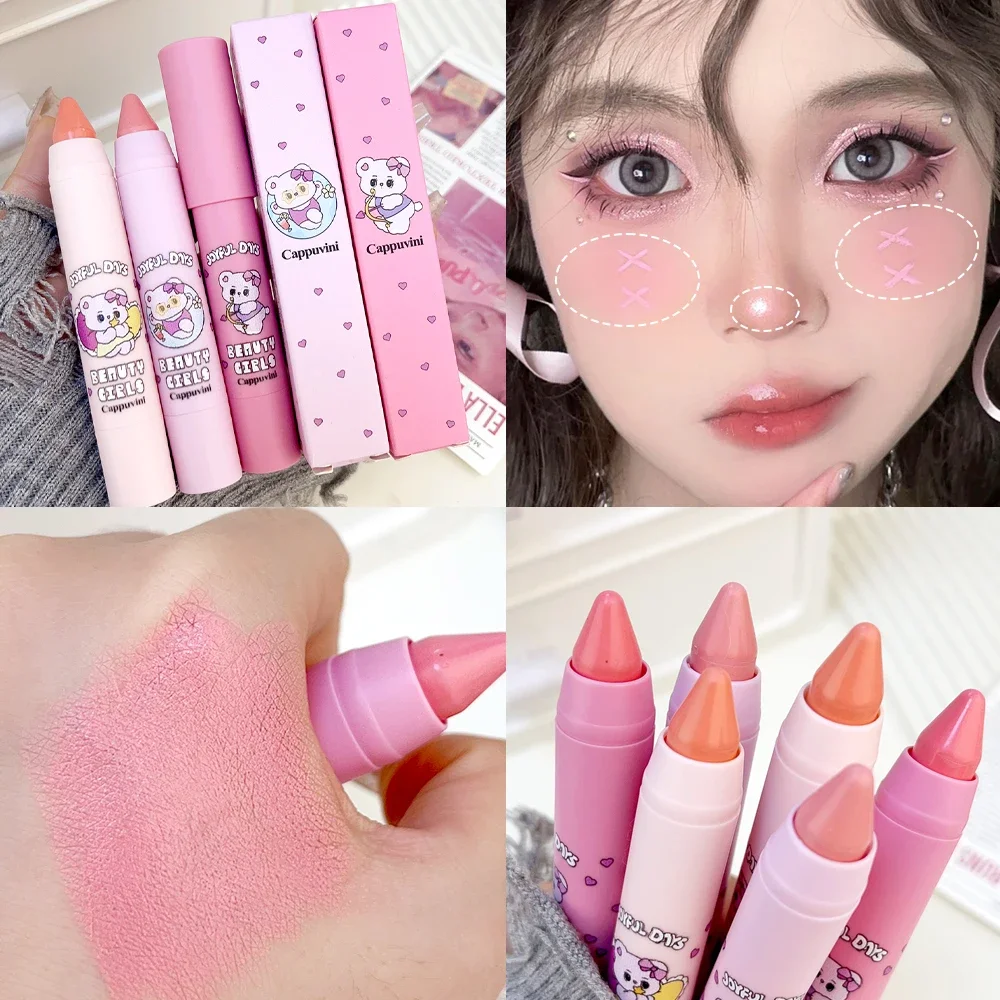 Blush Eyeshadow Pencil Cheek Eyes Base Contour Tint Blush Stick Korea Sweet Girl Face Makeup Pink Peach Rouge Cream Pen Cosmetic