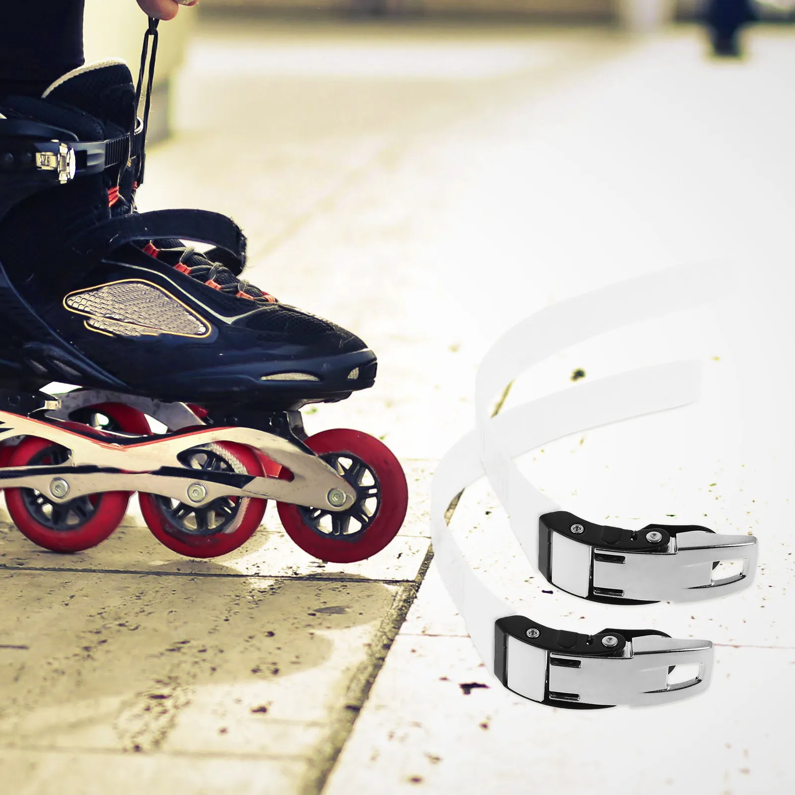 

1Pair Roller Skate Strap Buckle Replacement Fixed Strap for Skating Durable PVC Skate Shoe Supplies Accessories