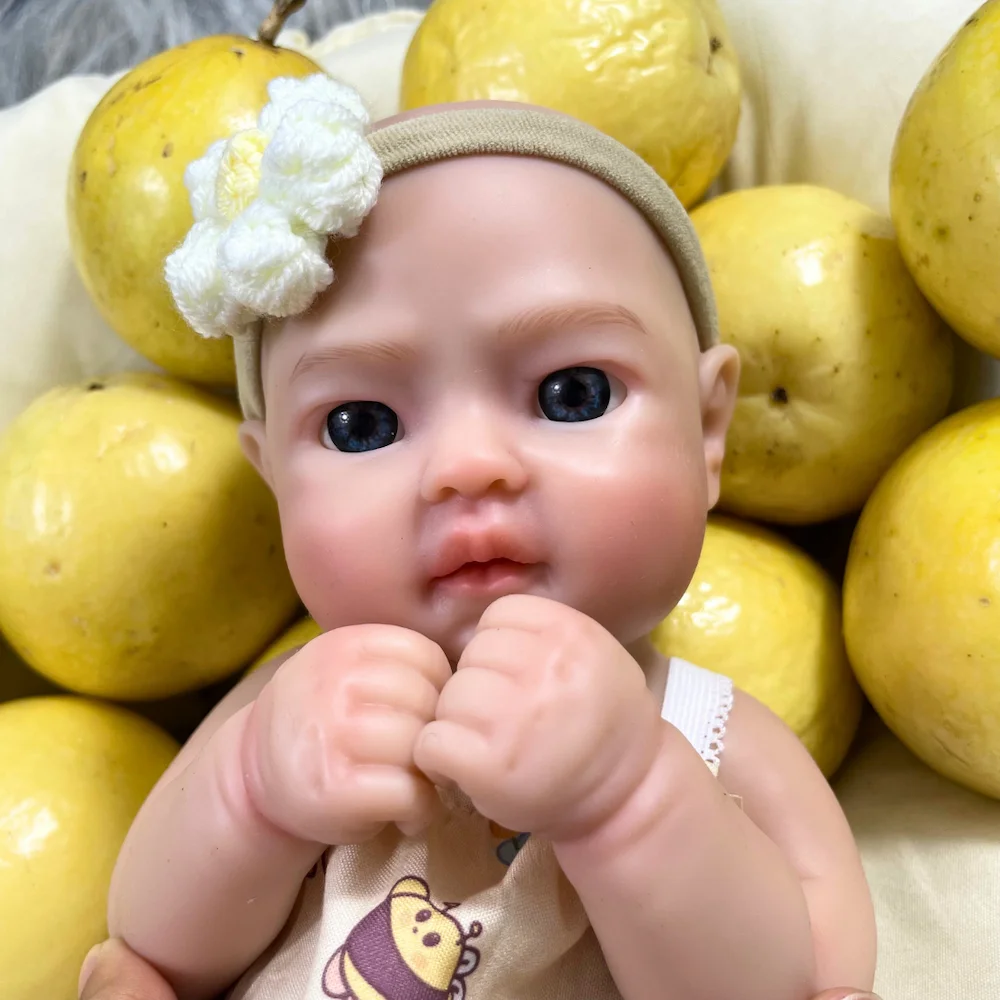 New Face Reborn Tina Full Solid Silicone Baby Doll Mini 13 Inch Washable Body Girl Silicone Doll Birthday Christmas Gift
