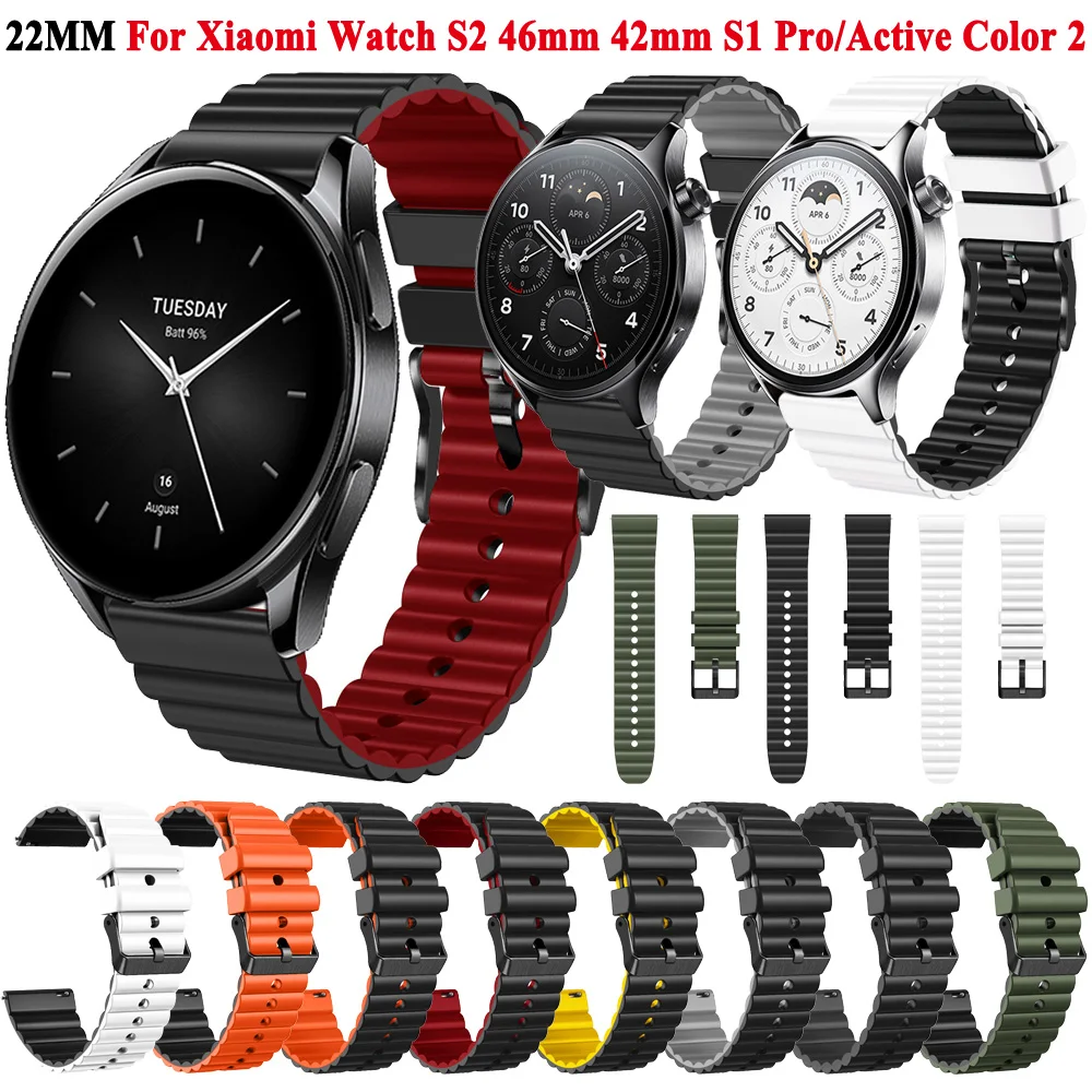 22mm Strap For Xiaomi Mi Watch S2 46mm 42mm S1 Pro/Active Color 2 Silicone Bracelet Watchband For Mibro Watch X1 A1 GS Wristband