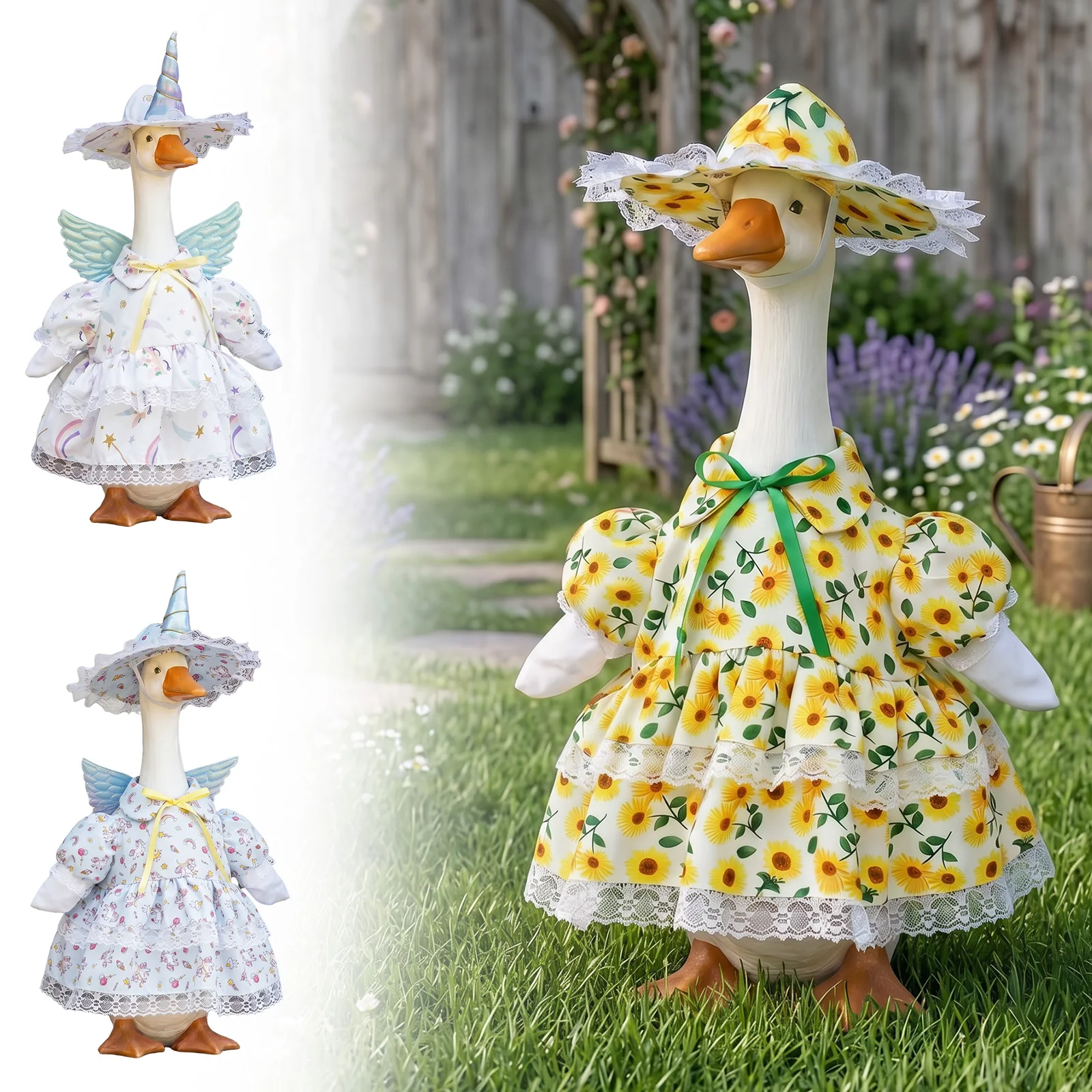 Porch Goose Clothes for 23 Inch Goose Statue Costume with Hat Cute Garden Statue Outfit Dress Up Clothing for Outdoor Porch Lawn