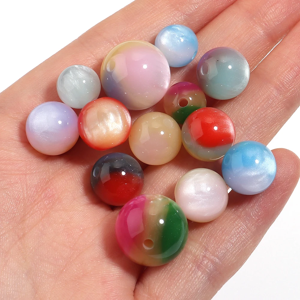 10-20pcs 10 12 16mm Cat Eye Effect Round Resin Beads Colorful Loose Spacer Bead for DIY Bracelet Necklace Jewelry Making
