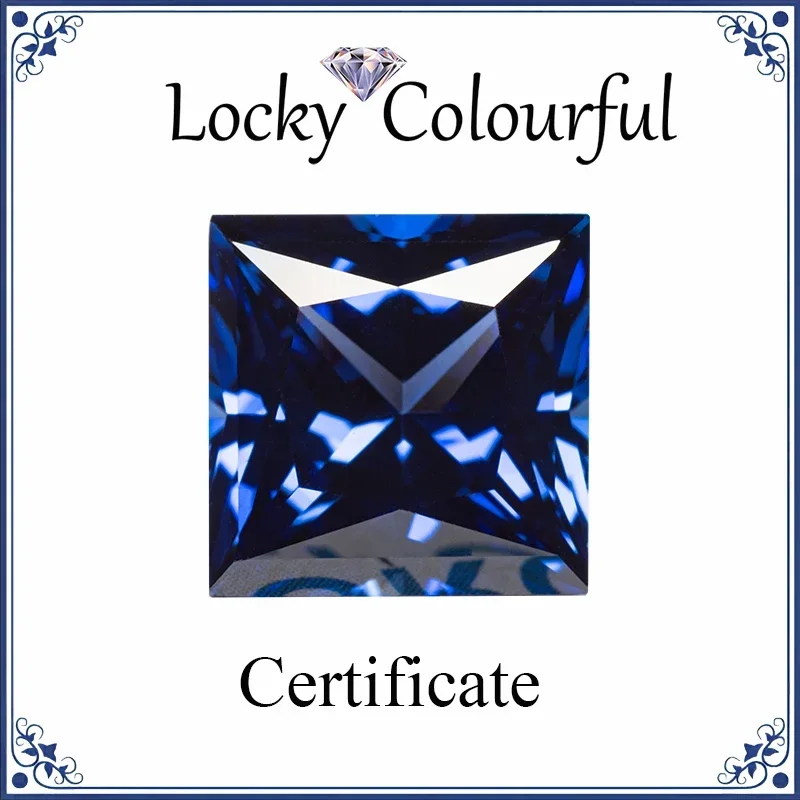 

Lab Grown Sapphire Royal Blue Color Top Quality Princess-cut Charm Beads for Diy Jewelry Making Ring Selectable AGL Certificate